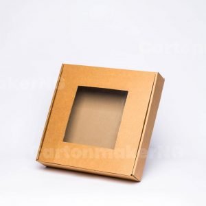 Brown Platter Box With Window By CartonMakerNG